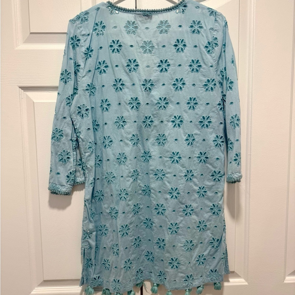 J. Crew Blue Embroidered Tunic with Tassels - Picture 2 of 4